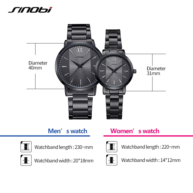 Sinobi New Fashion Lover Quartz Watches Simple Dress Man Woman Watch Couple Wristwacthes Wedding gift Clcok Relojes Homble 2020