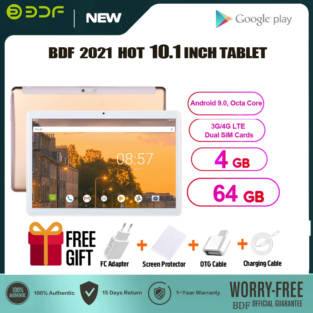 

Планшет BDF Pro на Android 10,1, восемь ядер, экран 9,0 дюйма, 4 Гб + 64 ГБ