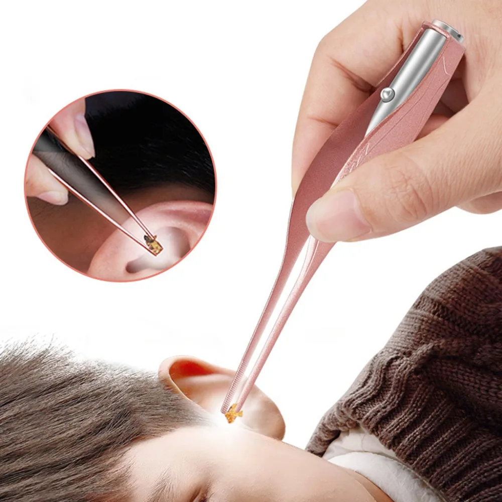 

1 PC Child Luminous Ear Wax Cleaner Flashlight Earpick Ear Cleaning Tweezer Ear Curette Care Tool for Children Kids Adult