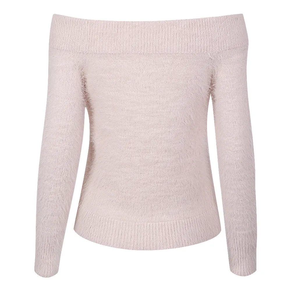 women pullovers knitwear sweater Winter Long Sleeve Off Shoulder Solid Sweater Pullover Tops Blouse Shirt Y917 | Женская одежда