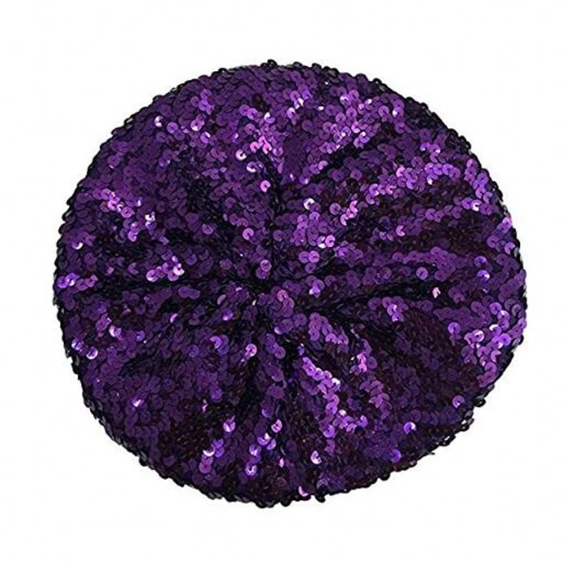purple Женская шляпа с пайетками блестящий костюм Джаз блеск Танец берет круглая Кепка Дамская мода Аксессуары Шапочка - Цвет: purple