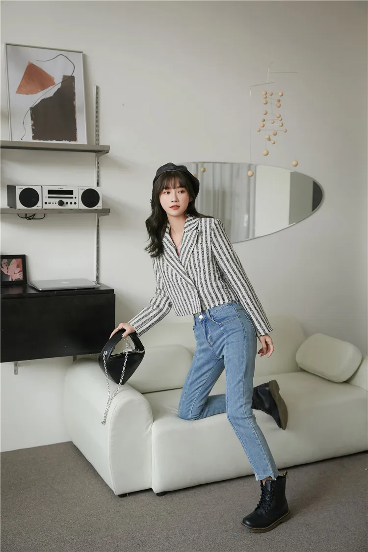 

2020 autumn striped short small suit jacket casual fashion women's jacket
