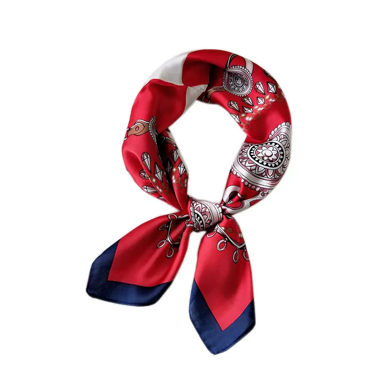 

Floral Print Scarf 70*70cm Bohe Women's Headscarf Neckerchief Female Silk Square Satin Head Wrap Scarves Female Bandana Dropship
