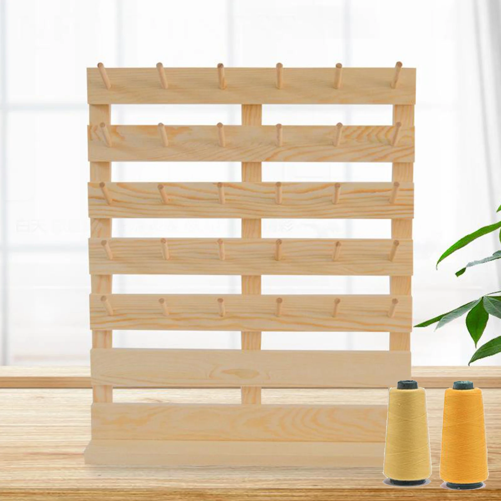 

30 Spool Sewing Thread Rack Taletop Holder, Wall Mounted Wooden Thread Holder