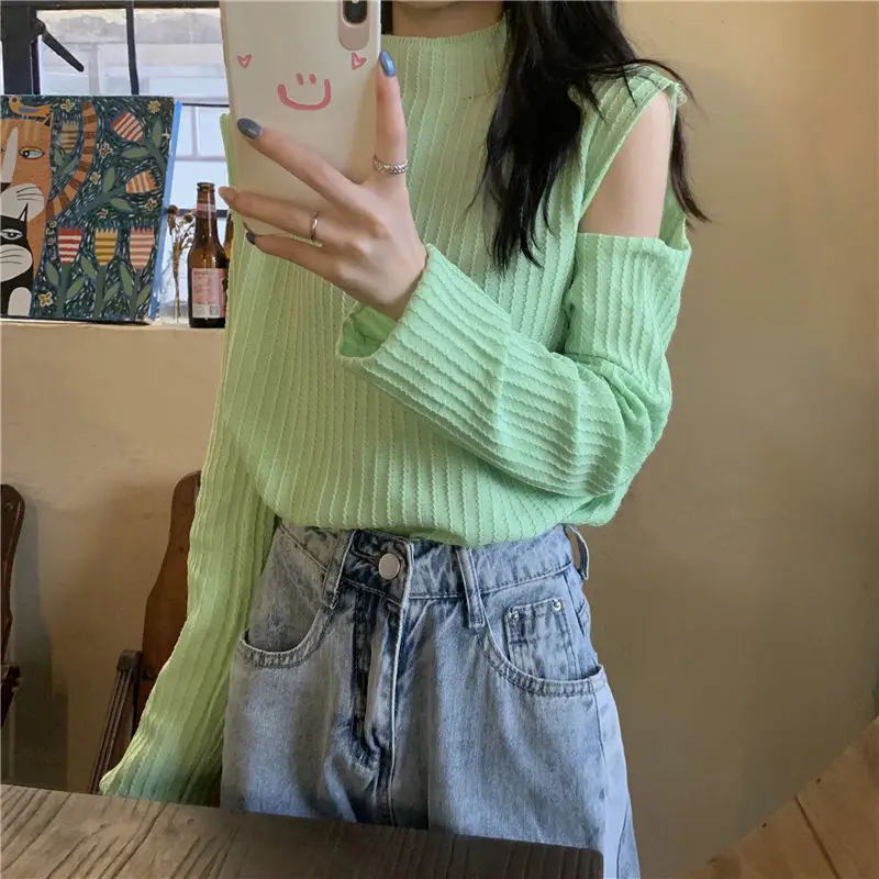 Женские свитера Pull Hiver и вырезами на плечах-верхнюю часть Повседневный свитер с