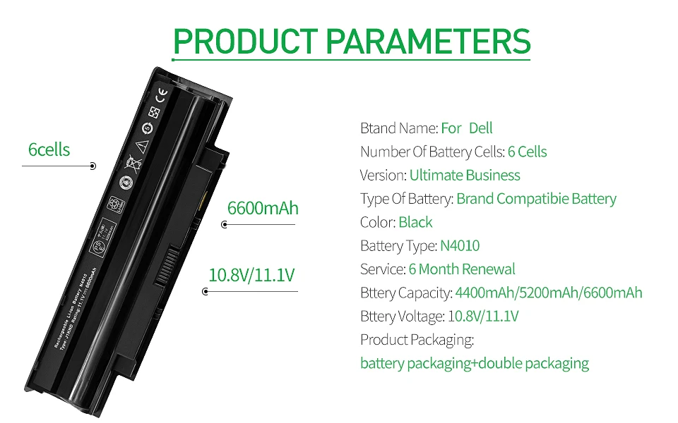 11,1 v Аккумулятор для ноутбука Dell Inspiron N5110 J1KND J4XDH N7110 N3110 N4050 N5050 M4040 Vostro 1450 1540 1550 3450 3550 3750