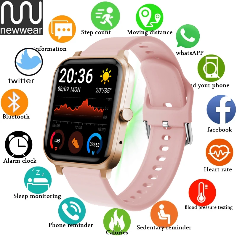

NEWWEAR Fashion Ladies Smart Watch Women Heart Rate Blood Pressure Fitness Tracker Bluetooth Call For Android Ios smartwatch Men
