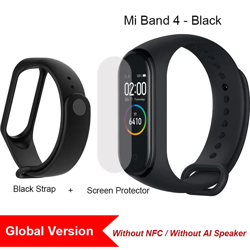 Global Add Black Новая глобальная версия Xiaomi mi Band 4 band 4 Smart mi Band 3 Цвета экран браслет сердечного ритма фитнес музыка 50 м Водонепроницаемый Bluetooth - Цвет: Global Add Black