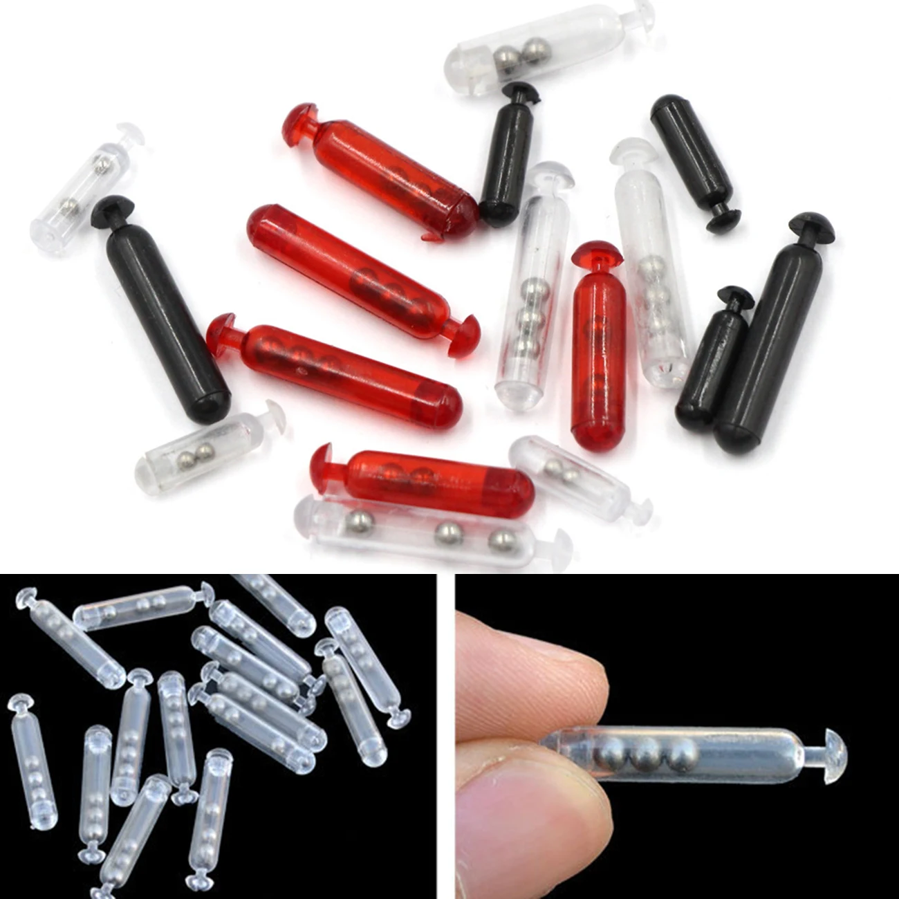 

50Pcs Plastic Fishing Rattles Worm Jig Fishing Lure Insert Tube Rattles Shake Attract Fly Tie Tying Fishing Tools