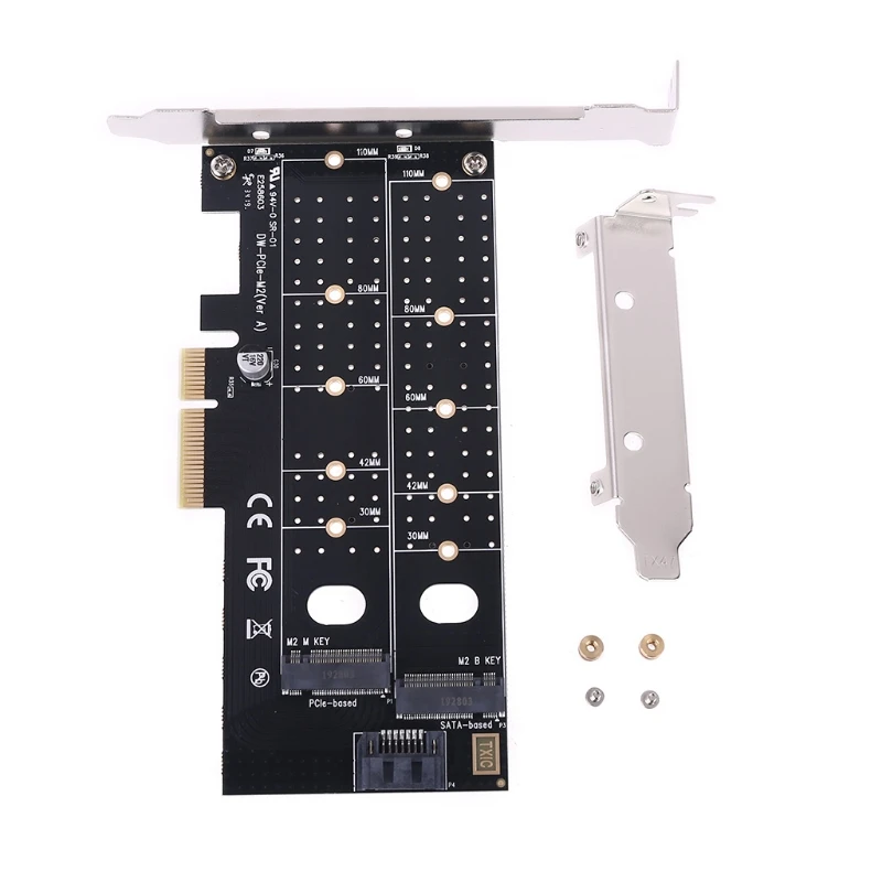 PCIE к M2 M.2 двойной NVMe SSD адаптер NGFF M ключ B Ключ SATA Riser Расширительная