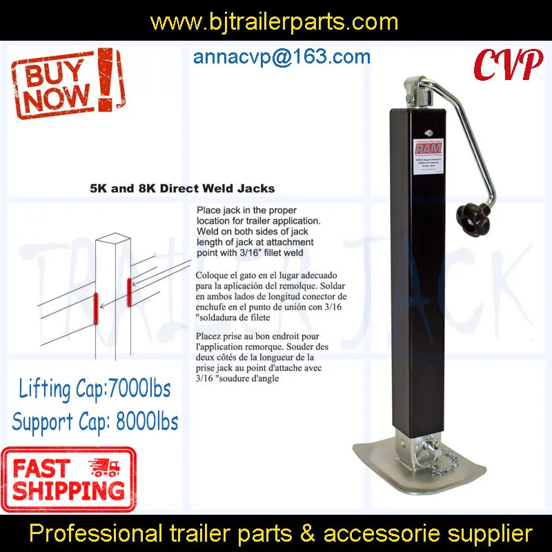 Квадратный домкрат прицепа с подставкой 8000 фунтов. Регулировки падения нога Topwind