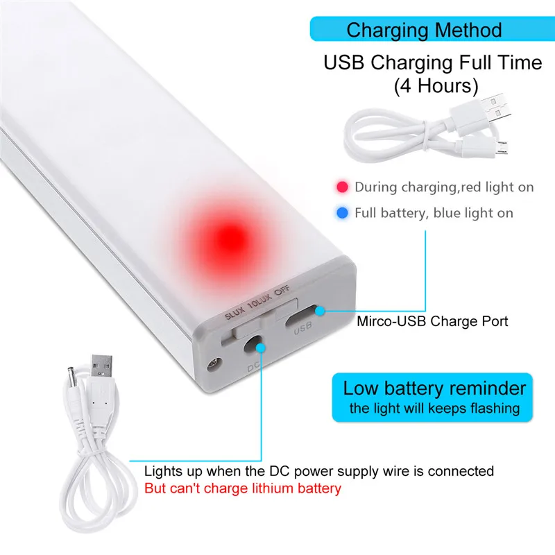 1500mAh USB Перезаряжаемый 68 светодиодный светильник под шкаф PIR датчик движения затемняемый шкаф ночник для шкафа кухонный шкаф