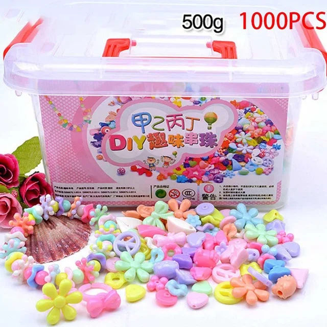 1000 шт DIY бусины игрушки для детей с коробкой для хранения ручной работы развивающий Творческий браслет ювелирные изделия для девочек Изготовление ювелирных изделий игрушки подарок