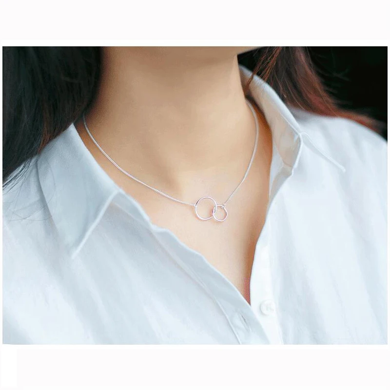 Trustdavis 100% Стерлинговое Серебро 925 пробы двойной полый круглый кулон короткое 42 см