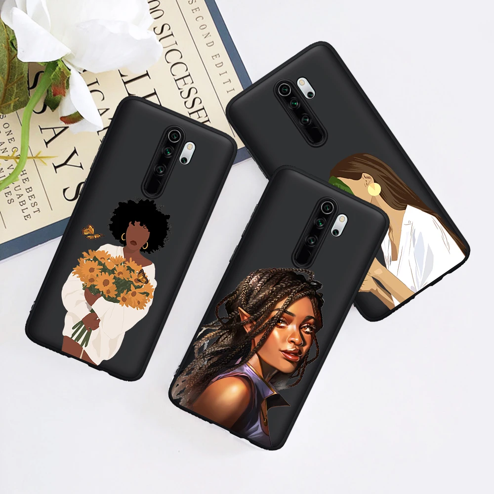 

Fashion Girl African Woman for Xiaomi Mi 9T Redmi Note 5 6 7 8 8T 9 9S 10 10Pro K20 K30 9T Pro Phone Case Coque Funda Cover Etui