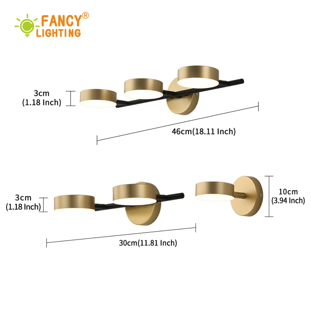 (Бесплатная 220V светильник источник) современный 1/2 /3 головы led настенный