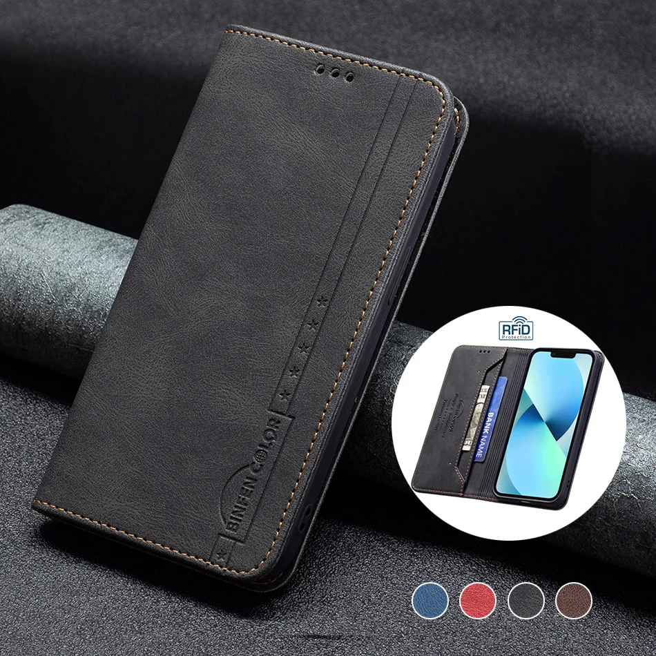 

Etui Anti-theft Leather Wallet Case For OPPO A15 A16 A52 A72 A92 A54 A55 A74 A94 A93 A55 5G Realme C12 C15 C20 C21 C25 Cover