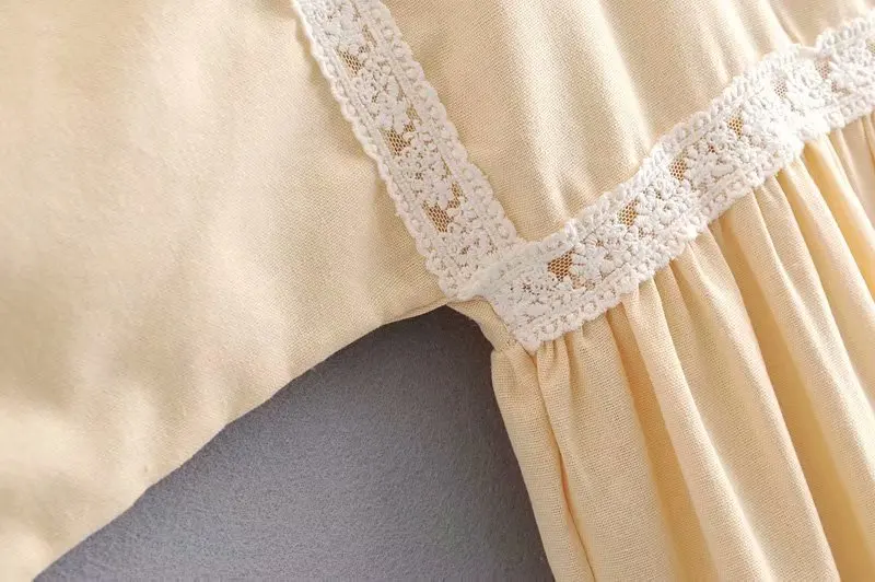 Платье женское в стиле бохо винтажное кружевное льняное хлопковое мини-платье