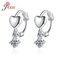 new clear crystal heart pattern charm drop earrings fashion 925 sterling silver elegant dangle earring for women fine jewelry