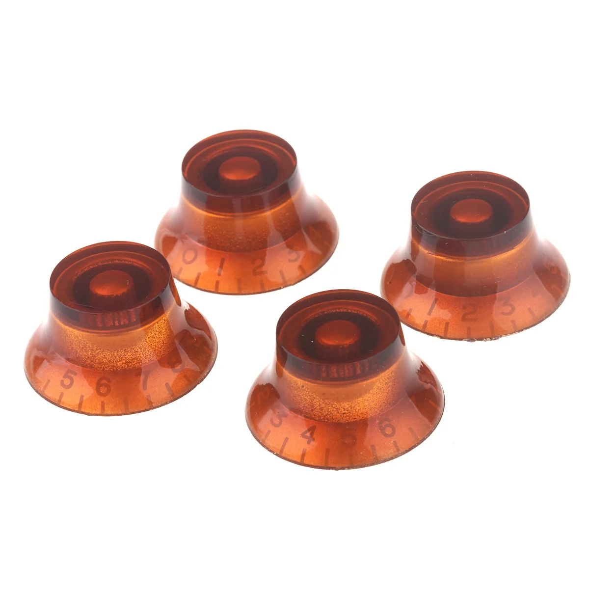 

Musiclily Metric 6mm Top Hat LP Style Guitar Speed Control Knobs,Amber with White Number (4 Pieces)