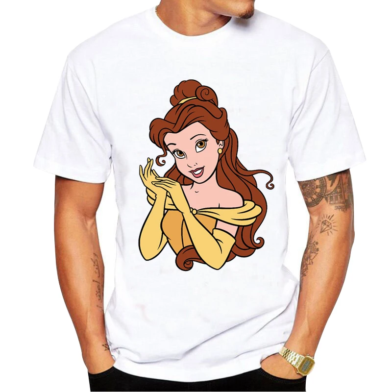 

Новая брендовая модная мужская футболка с круглым вырезом, футболка Красавица и чудовище, Мужская футболка