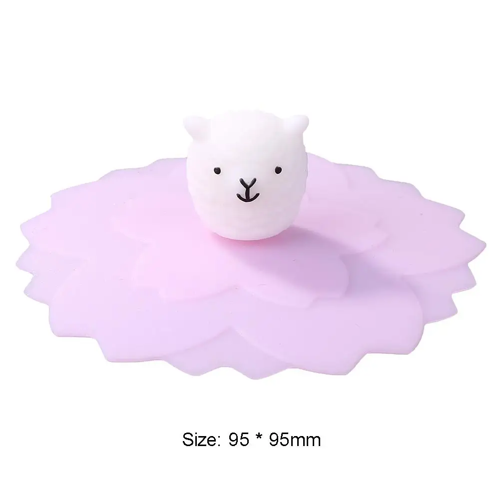 

Cute Cartoon Animal Silicone Cup Covers Anti-dust Durable Heat Resistant Suction Sealed Mug Cap Leak-proof Cups Lids