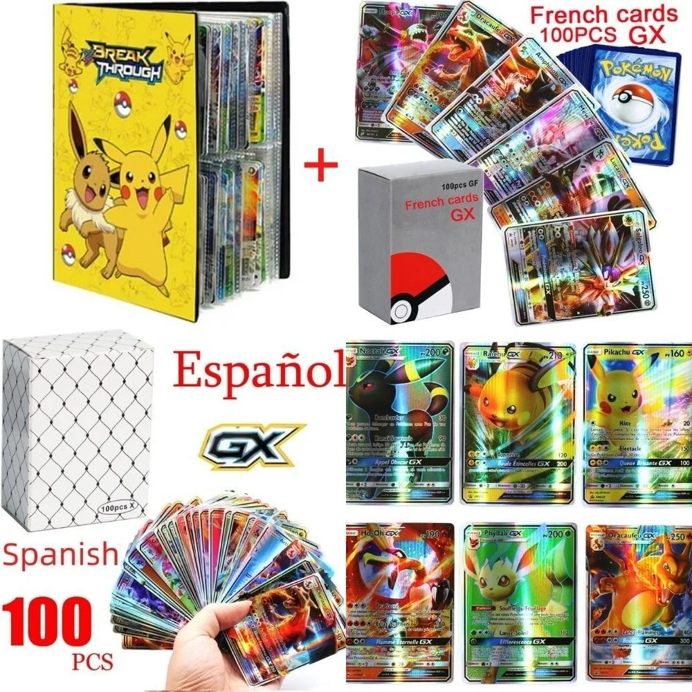 

2021 latest style Pokemon French / Spanish GX V card holder 240 Pokemon photo albums easy to carry children's gifts