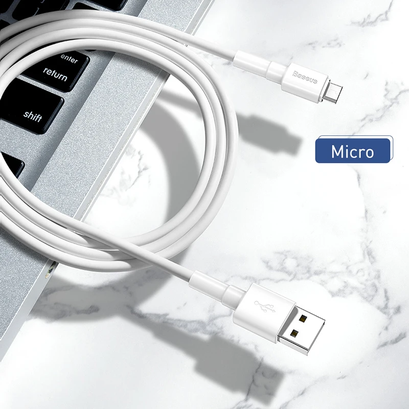 Baseus USB кабель для iPhone XS Max XR X Быстрая зарядка зарядное устройство USB-C Шнур Micro usb type C кабель для Android кабели для мобильных телефонов - Цвет: Micro USB Cable