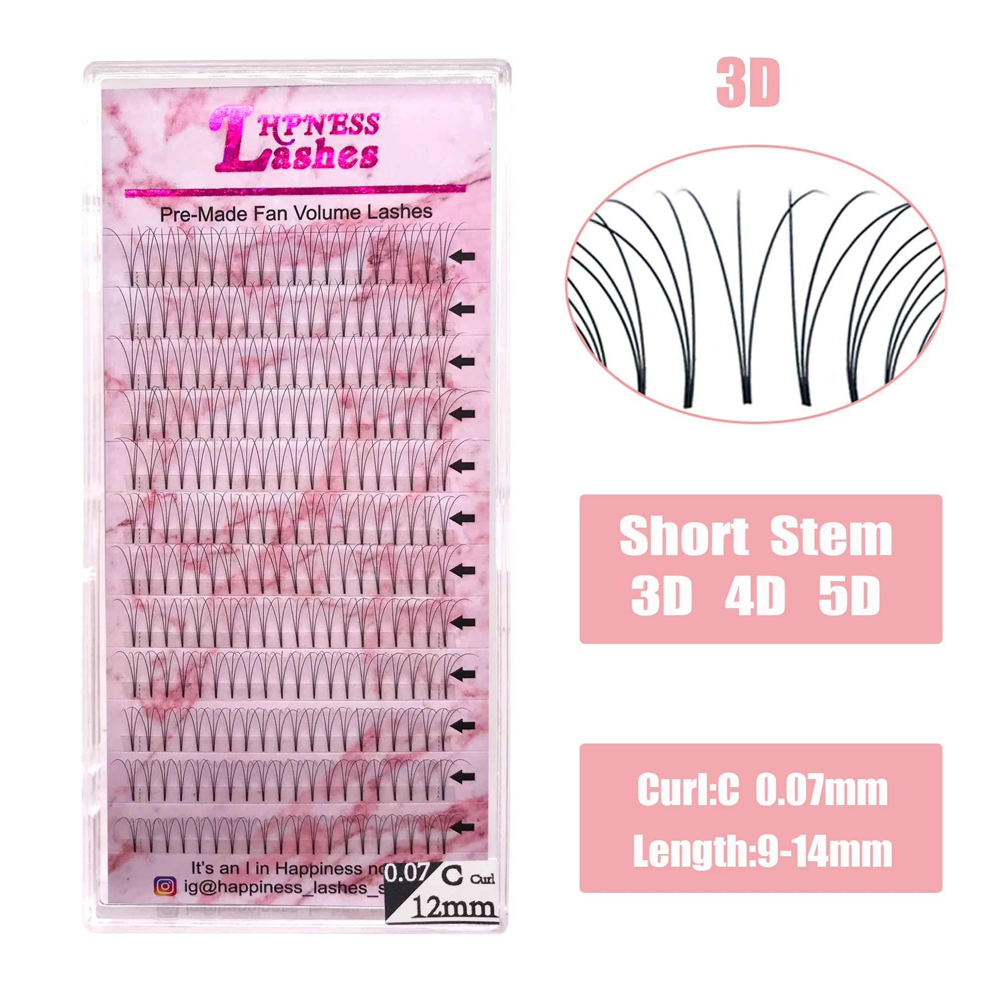 Готовые объемные ресницы 3D/4D/5D накладные короткий стержень макияж премиум