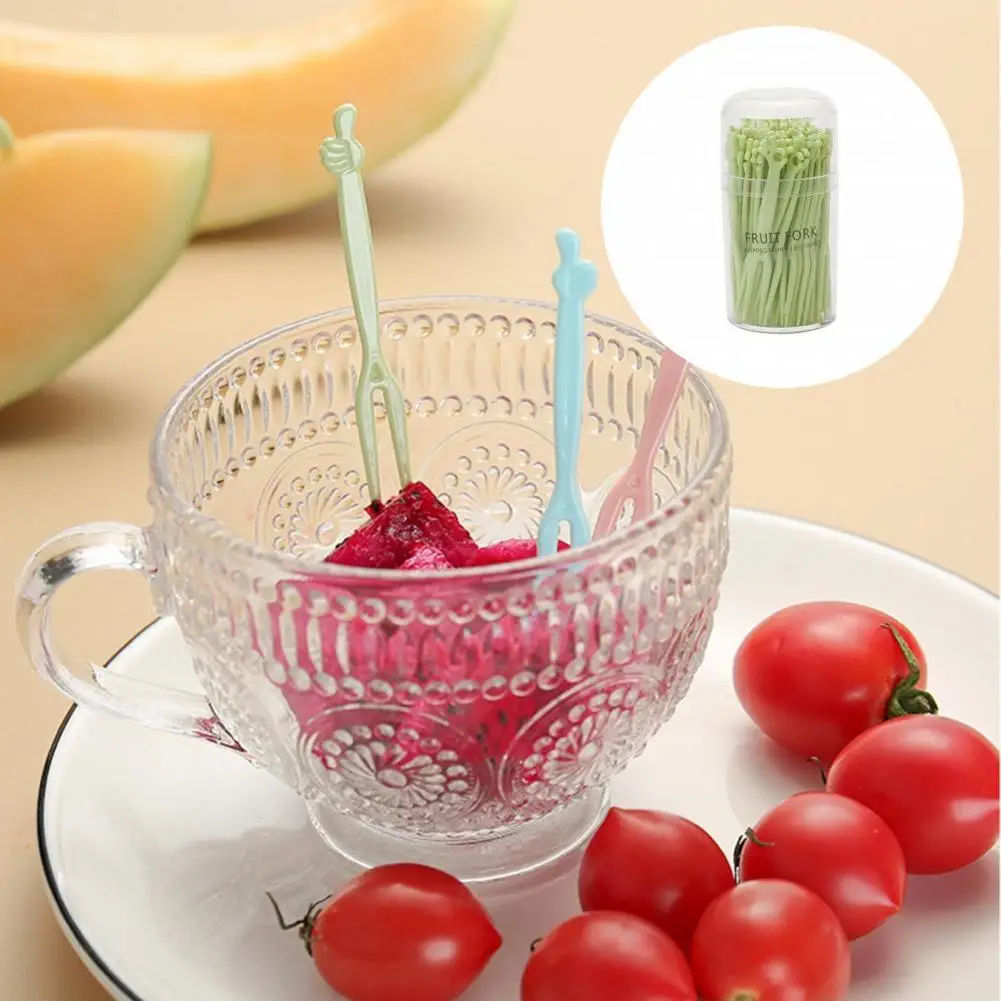 

Convenient Food Fork Exquisite 3 Colors Adorable Cartoon Style Dessert Fork Cake Fork Fruit Fork 50Pcs/Set