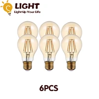 retro edison filament bulb 6pcslot a60 6w 2700k decor for chrismas e27 220v vintage lamp home decoration
