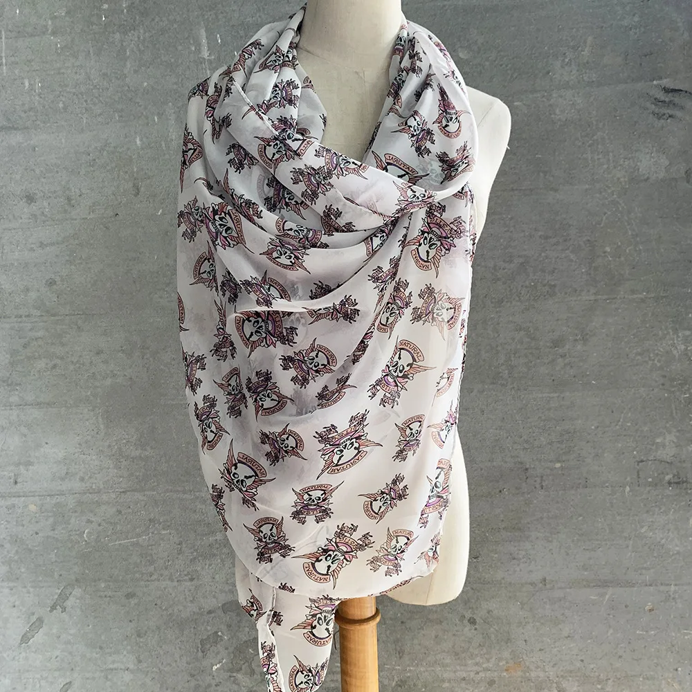 2020 Новинка для женщин с принтом черепа шелковые шарфы осень зима теплые женские