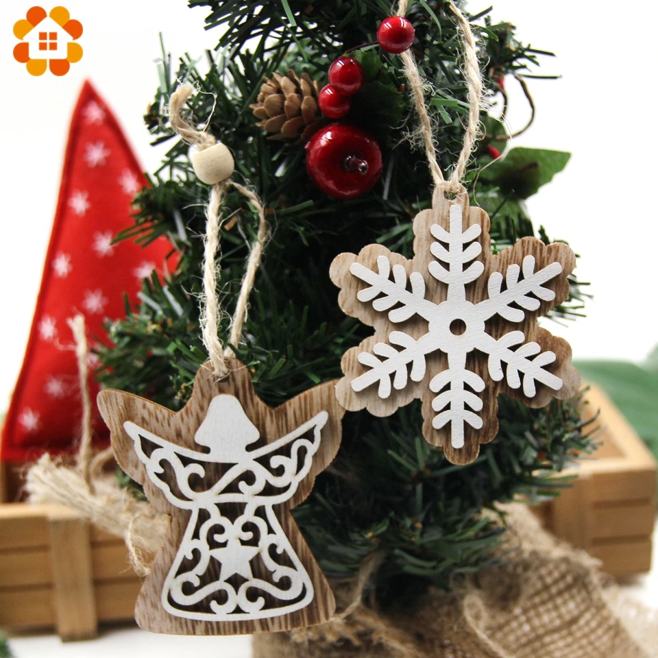 2pcslot diy creative small hollow christmas wooden ornaments for home christmas party ornament decorations kids gift supplies free global shipping