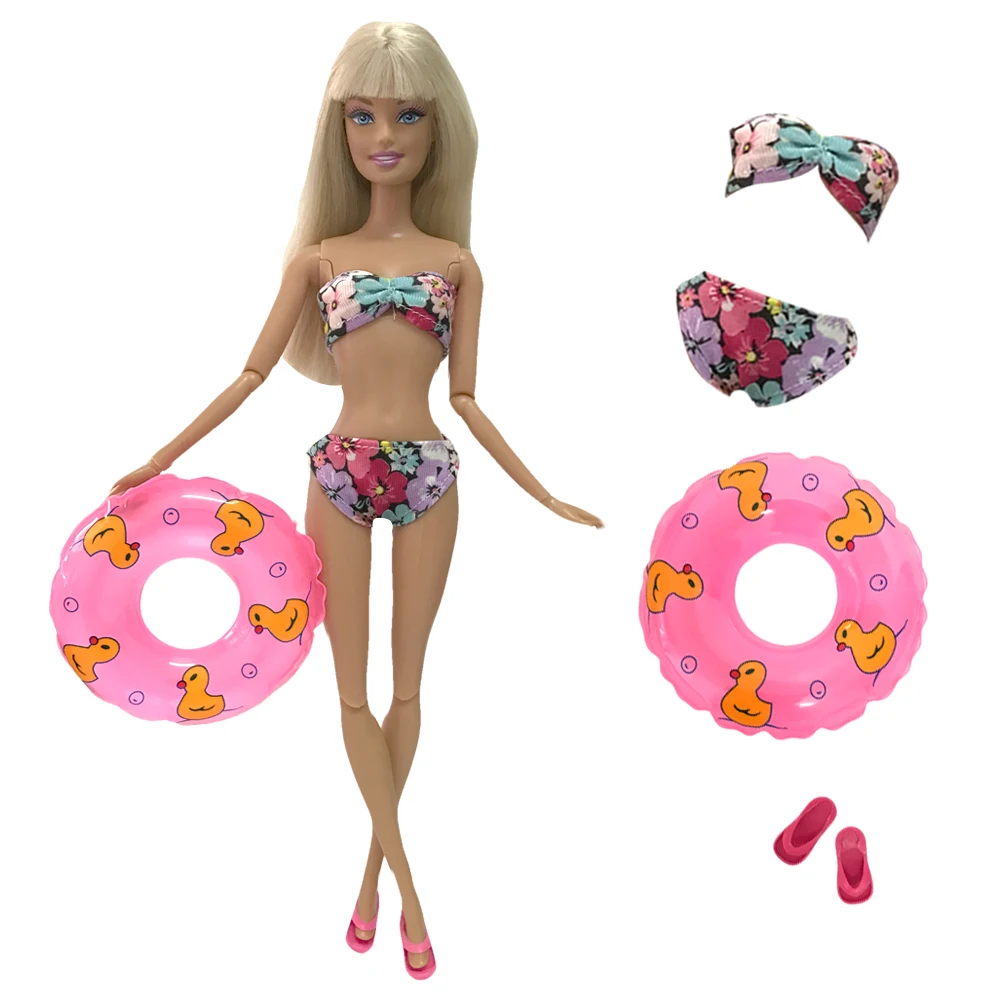 Not Include Doll M NK MIX купальники для кукол пляжная одежда для купания купальник+ тапочки+ плавательный буй спасательный пояс кольцо для куклы Барби игрушки для девочек 060JJ DZ - Цвет: Not Include Doll M