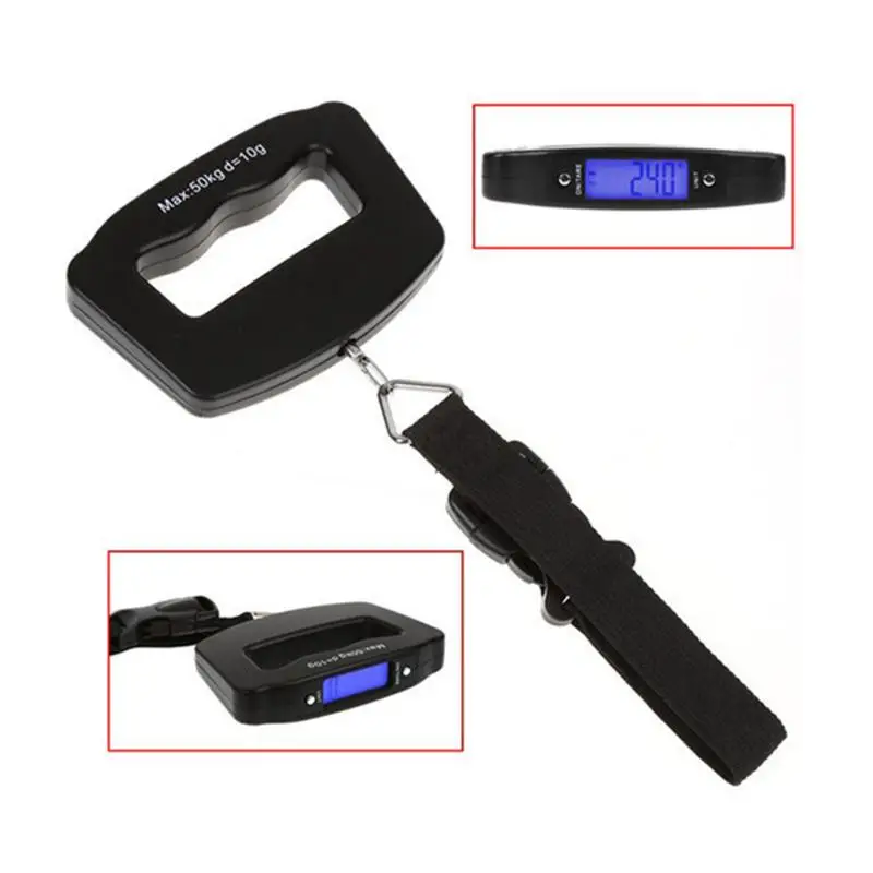 

50Kg Portable Travel Handheld Weighing LCD Electronic Digital Hanging Weight Food Scales Travel Handheld Weighing Mini Steelyard
