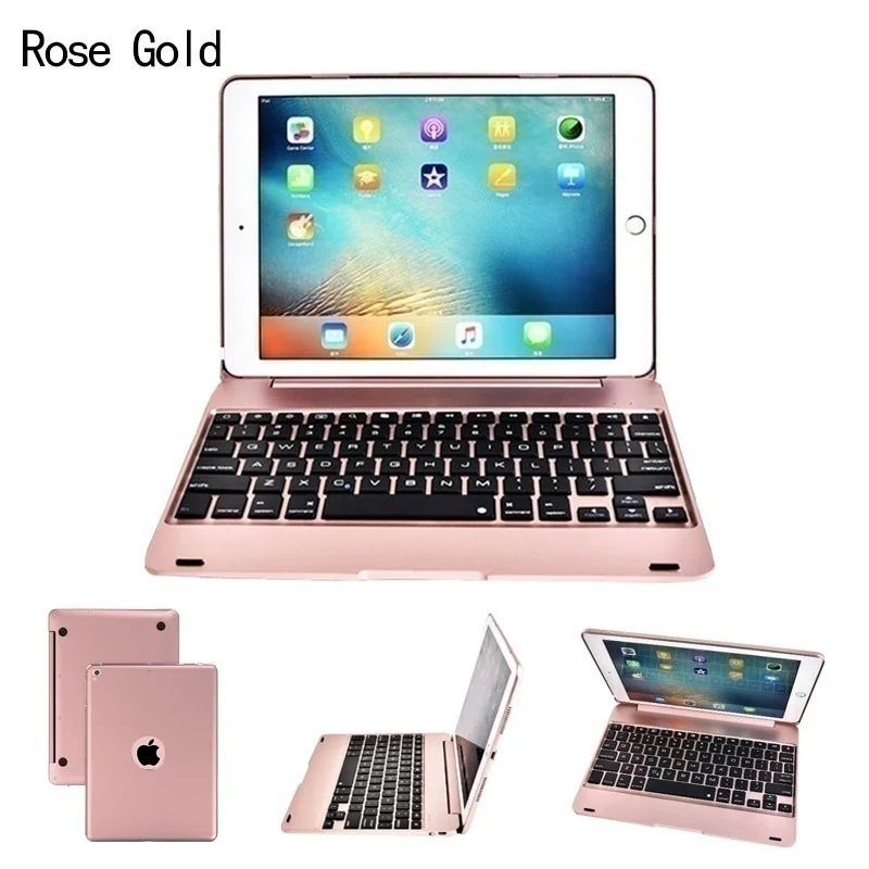 rose gold Новая клавиатура Bluetooth смарт-чехол для Apple, Pad Pro 9,7/iPad Air 2 корпус клавиатуры ABS стоял(Цвет: черный, серебряный, золотой, золото, розовое золото(как показано на рисунке - Цвет: rose gold