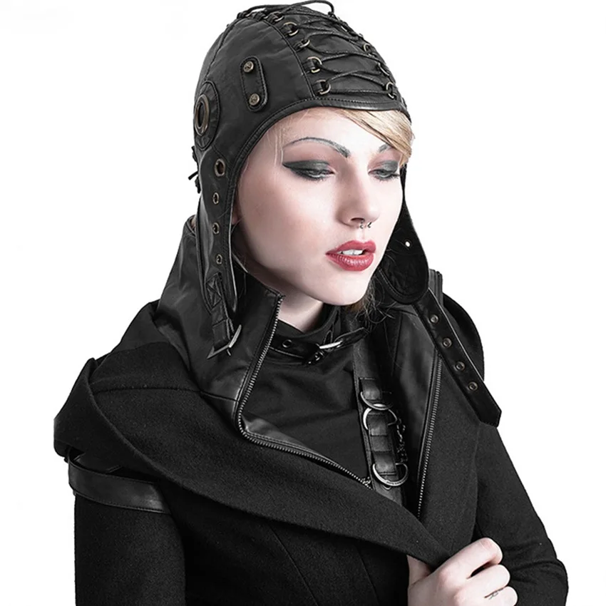 JNKET New Punk Soft Leather Unisex Neutral Motorcycle Flying Cap Clothing Accessories