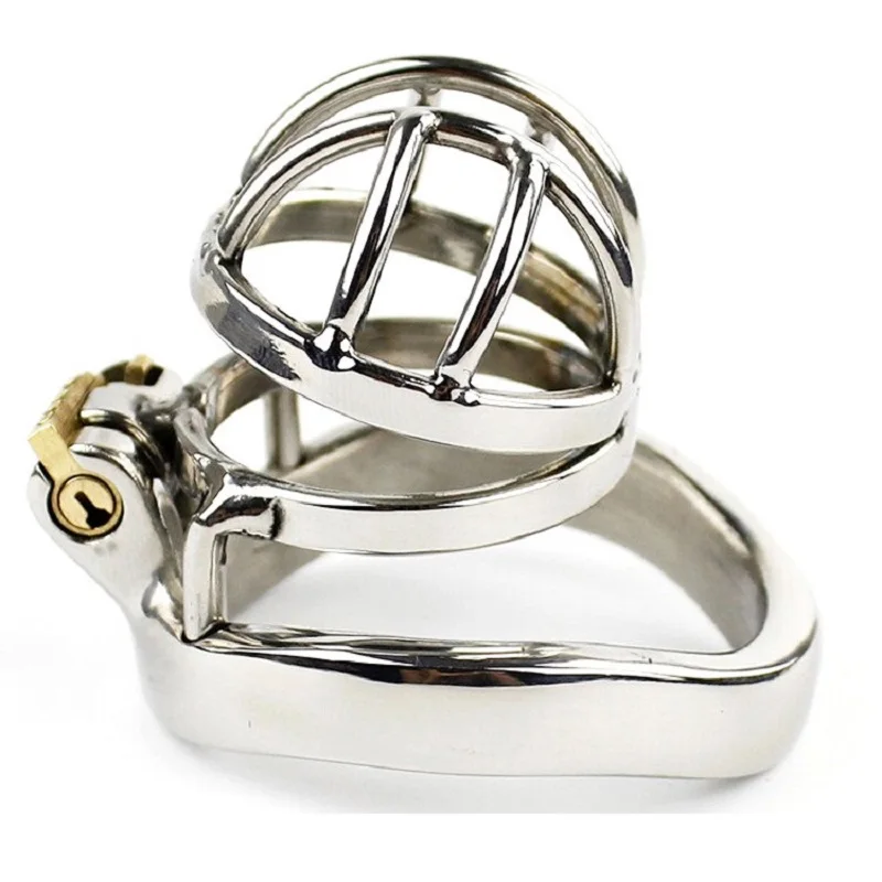 

Stainless Steel Male Chastity Device Cock Cage Short Penis Ring Metal Locking Belt with Barbed Ring Bondage Sex Toys for Men