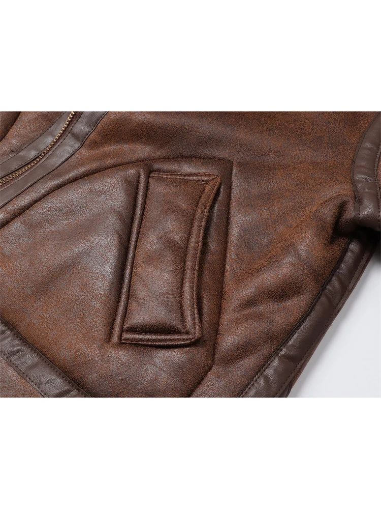 Женская меховая куртка с поясом на молнии свободная теплая зимняя винтажная