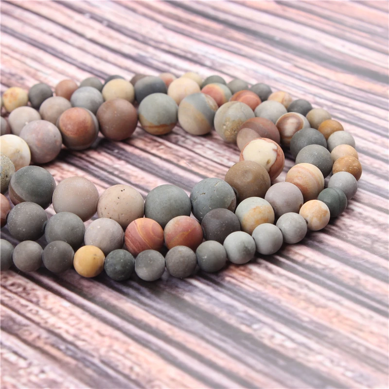 

HotSaleNaturalStoneMatte Drawing15.5"PickSize4/6/8/10mmfitDiyCharmsBeadsJewelryMakingAccessories