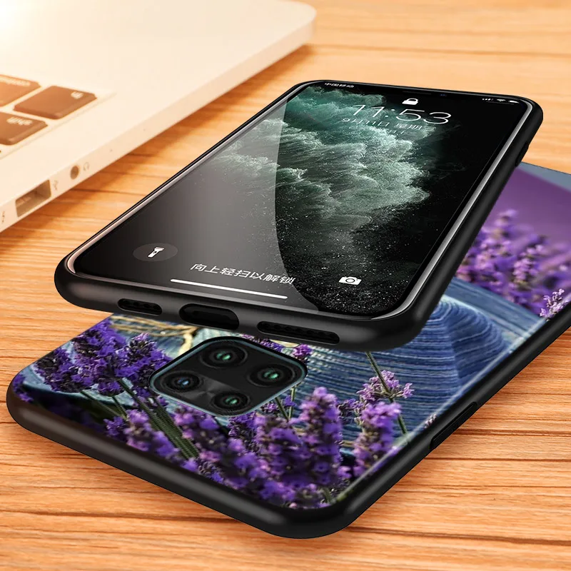 

Lavender For Xiaomi Redmi Note 9 9S Pro Max 8T 8 7 6 5 Pro 5A 4X 4 Phone Case Silicone Soft Bright Black Cover
