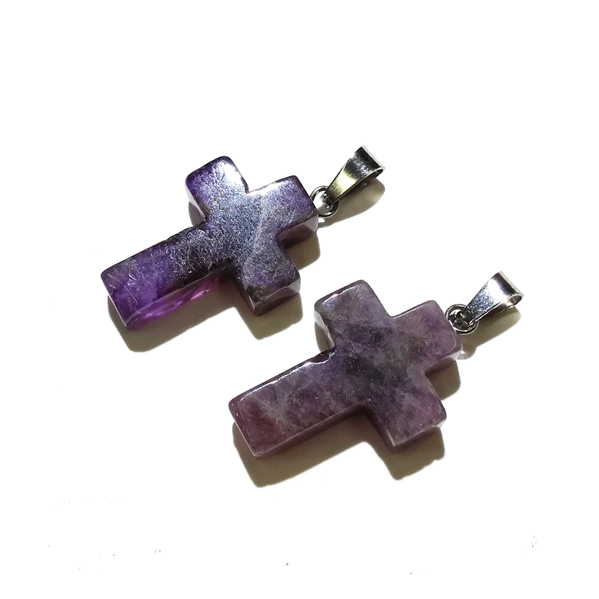 

1PC Cross-shaped Purple Quartzs Pendant Necklace Reiki Healing Natural Stone Amulet DIY Jewelry Personality Gift Size 18x25mm