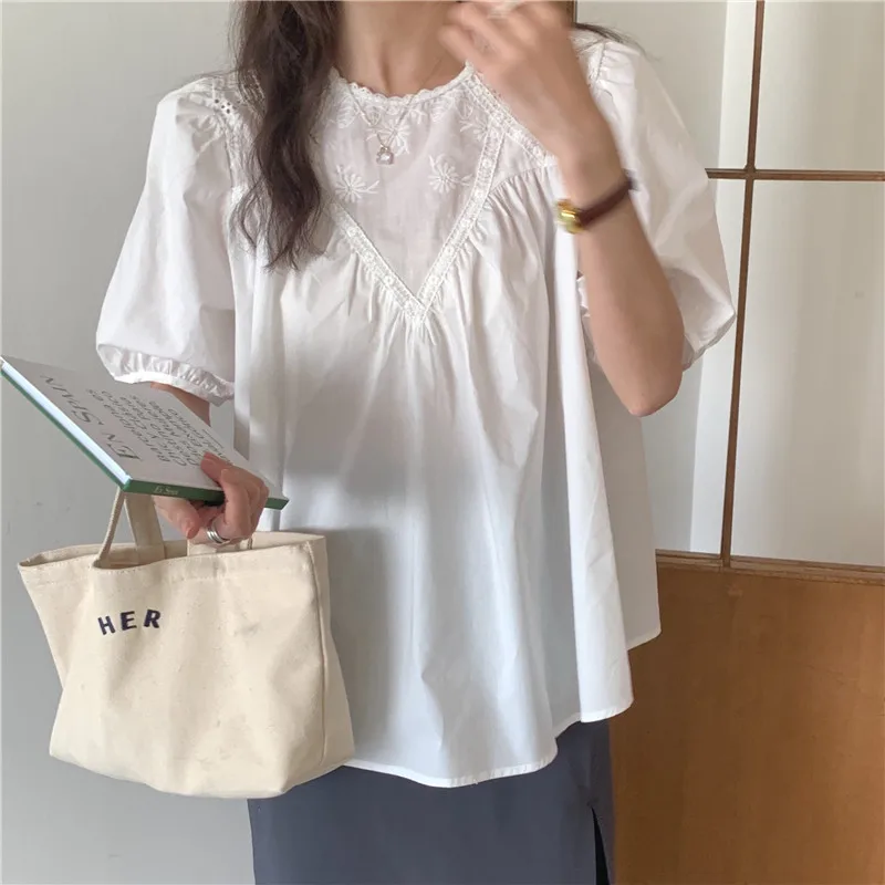 

New Womens Blouse Summer Tops Femme Women Shirt White Short Sleeve Chiffon Girls Women Blouses Plus Size Blusas Loose Oversize