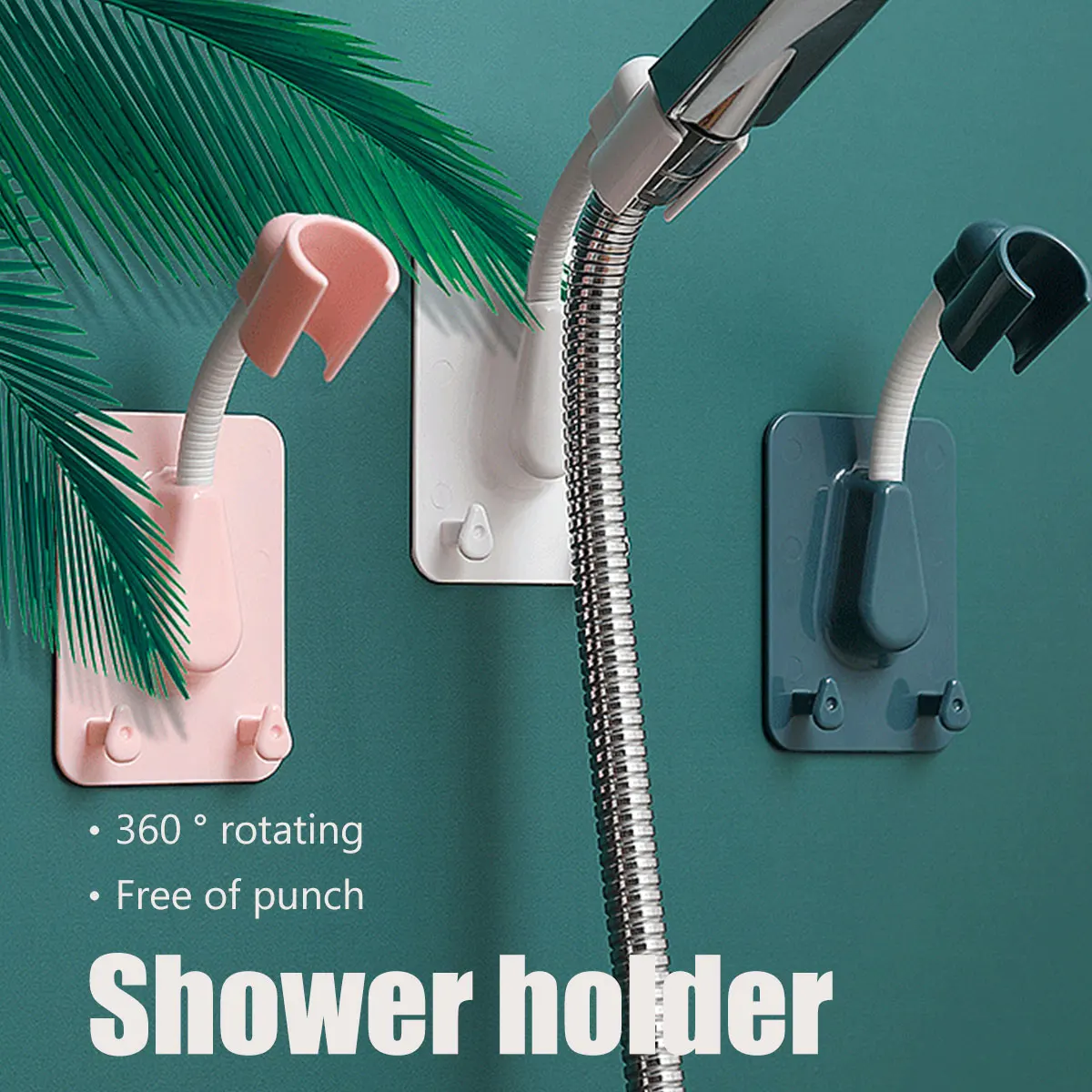 

360° Shower Head Holder Adjustable Self-Adhesive Shower Head Bracket For Handheld Shower Head Wall Mount Removable Shower Holder