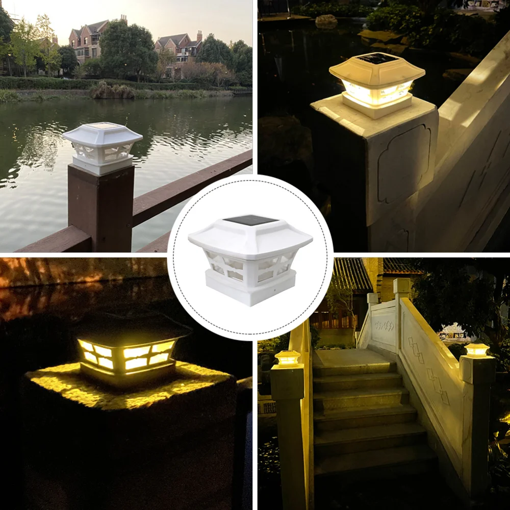 

1pc Fence Pillar Light Garden Solar Fence Post Light Courtyard Decorative Lamp