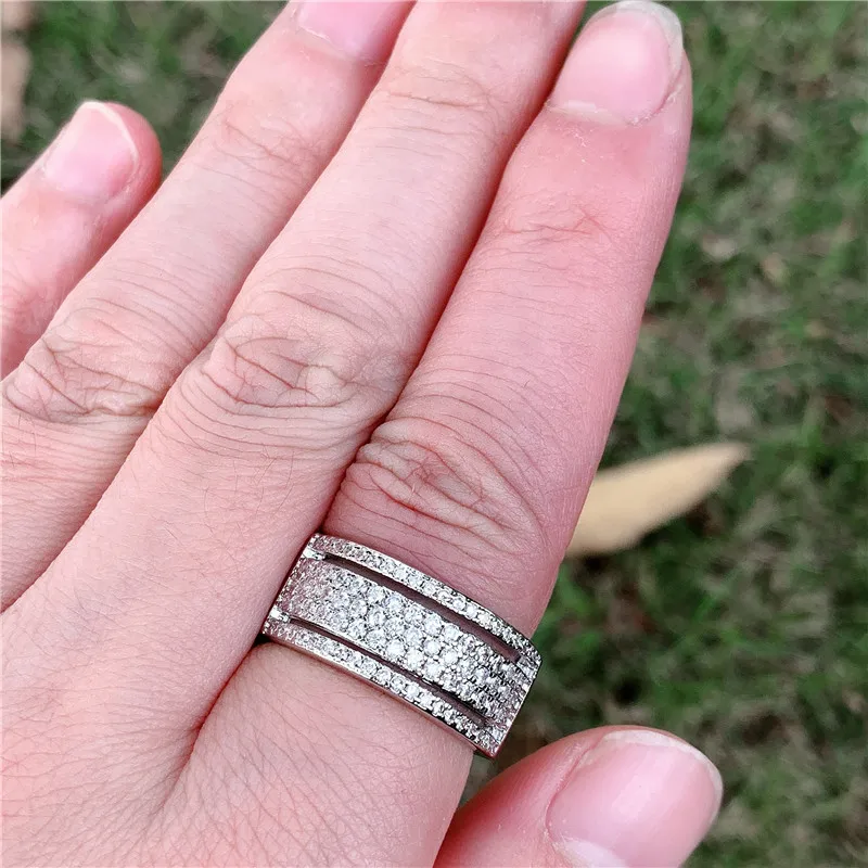 Кольцо Vecalon Eternity Promise, серебро 925 пробы, пять ослепительных слоев AAAAA Cz, обручальное кольцо, кольца для женщин, ювелирные изделия