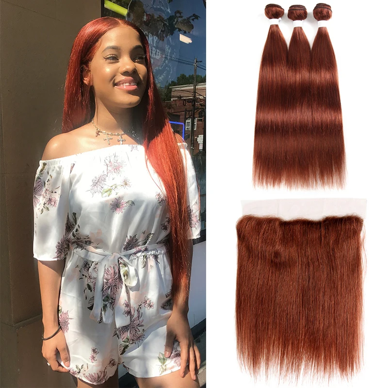 Brazilian Straight Human Hair Bundles With Frontal 13X4 Remy Hair Bundles With Closure Brown Red Colored Human Hair Bundles 3PCS
Brazilian Straight Human Hair Bundles With Frontal 13X4 Remy Hair Bundles With Closure Brown Red Colored Human Hair Bundles 3PCS