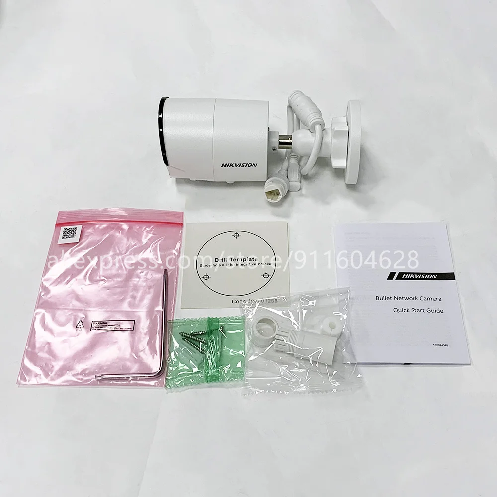 Оригинальный Hikvision AcuSense DS 2CD2086G2 I и IU 4K POE 8MP IP66 Fixed Mini Bullet Network Camera 4 PCS Kit|Камеры