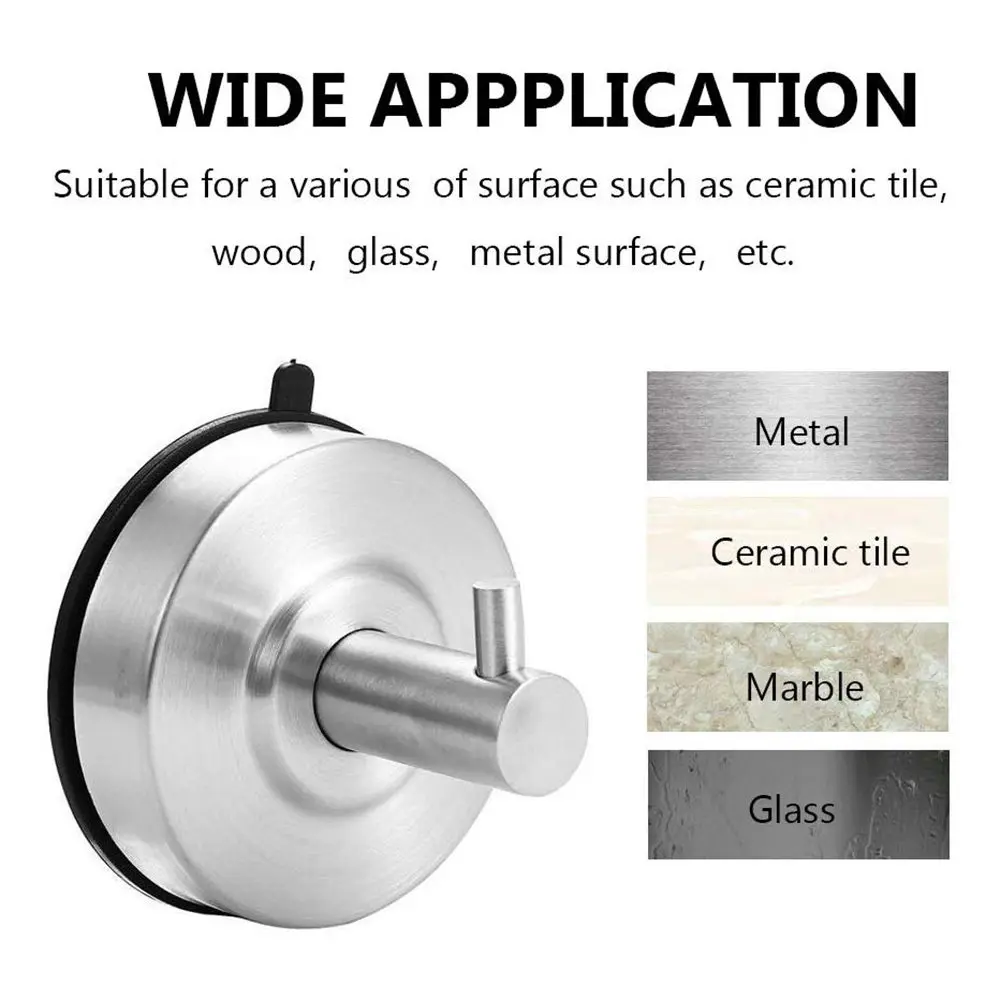 

2pcs Vacuum Suction Cup Sucker Stainless Steel Shower Towel Kitchen Wall Hook Hanger Bathroom Accessories