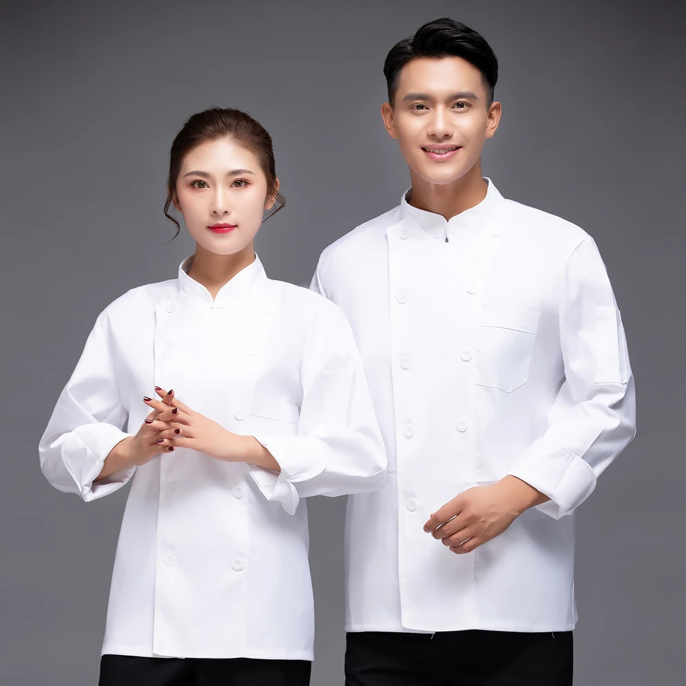 Куртка шеф повара однотонная двубортная Униформа с длинным рукавом для